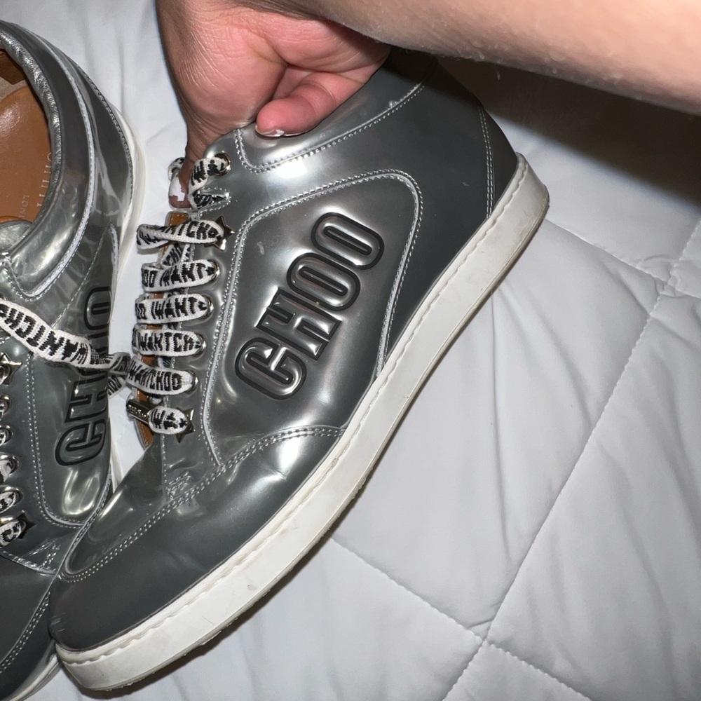 Jimmy Choo liquid mirror sneakers/ silver